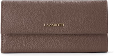 Lazarotti Leren portemonnee Bologna Leather Wallet With 12 Card Slots Taupe bruine