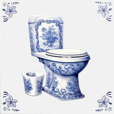 Delfts blauw tegeltje WC design - delfts blauw wandbord - delftsblauw - hollandse cadeautjes - wanddecoratie - decoratieve accessoires