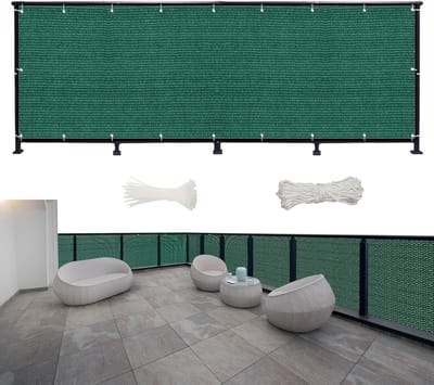 Balkonscherm Inkijkbescherming 900 x 165 cm Hdpe-Speciaal Weefsel 95% Uv-Bescherming Hekscherm Voor Balkon en Terras, Balkonafdekking met Kabelbinders en Koord Voor Outdoor Balkon Tuin, Donkergroen