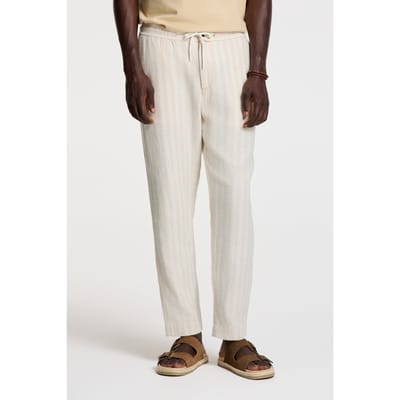 Shiwi Lenny Linen Trousers Yarn Dye Stripes Beige Sand Stripes Maat: M | Broeken Outlet | Heren | Beige