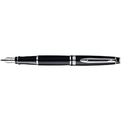 Waterman Expert-vulpen | Matzwart met chromen rand | Medium penpunt | Geschenkverpakking