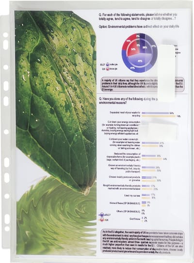 Exacompta 4x Pak van 10 geperforeerde showtassen met expansievouw van 30mm - klittenband sluiting - PP 20/100ste - universele perforatie 11 gaten - A4 - Transparant - 5505E