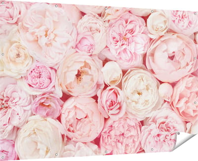 Gards Tuinposter Witte Roze Rozen Boeket - Bloemen - 180x120 cm - Tuindoek - Tuindecoratie - Wanddecoratie buiten - Tuinschilderij