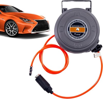 Luchtslang Haspel - Intrekbare Organizer - Werkplaats Opruimen - Automatisch Rolgeleidingssysteem - 6 Meter Lengte - Meerkleurig