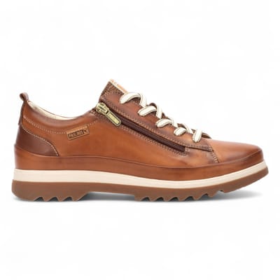 Pikolinos Brandy Bruine Leren Sneakers met Veters en Rits voor Dames - Vigo