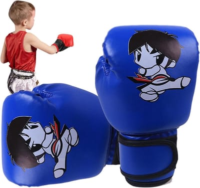 Kinderen Sparring Handschoenen - Kickboksen Bokshandschoenen - Sport Training - Cartoon Patroon - 17x25cm - Blauw