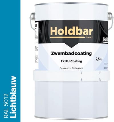 Holdbar Zwembadcoating Lichtblauw (RAL 5012) 2,5 kg - Zwembadverf - Alle kleuren - Waterdicht - Gemakkelijk reinigen - UV-bestendige Zwembad Verf - Chloor en Chemicaliën Bestendig - 2 Componenten