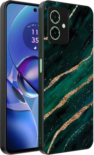 Smartphonica Telefoonhoesje Geschikt voor Motorola Moto G55 met marmer opdruk - TPU backcover case marble design - Groen Goud geschikt voor Motorola Moto G55