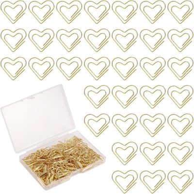 Dailygoods - 100st Gouden Hartvormige Paperclips, Schattige Decoratieve Liefdesvorm Metalen Paperclips voor Kantoor School Notities Documenten Bruiloftdecoratie Knutselspullen en Briefpapier (Groot)