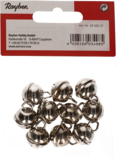 Raher Hobby metalen belletjes - met oog - zilver - 15 mm - knutsel materiaal