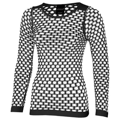 Apollo - Feesttrui doorschijnend met grote gaten - Stretch - Zwart - Maat L/XL - Carnavalskleding dames - Carnaval - Feestkleding