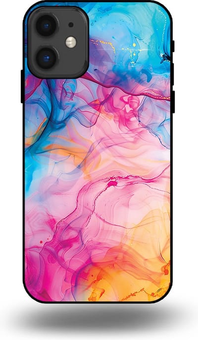 Smartphonica Telefoonhoesje Geschikt voor iPhone 11 met Regenboog Acryl Marmer Opdruk - TPU Backcover Case Rainbow Acrylic Marble Design geschikt voor iPhone 11