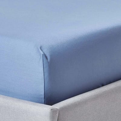 Homescapes Luxe Satijn Hoeslaken 90x190 cm – Staalblauw – 100% Egyptisch Katoen – Draaddichtheid 1000