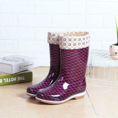 Miaoguan haut imperméable mi-mollet bottes femmes chaussures de pluie printemps/automne Pvc mode antidérapant femmes bottes de pluie chaussures d'eau 40 gray