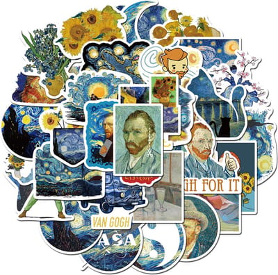 Van Gogh Stickers - Kunst - set 50 stuks - Laptop Stickers - Stickervellen