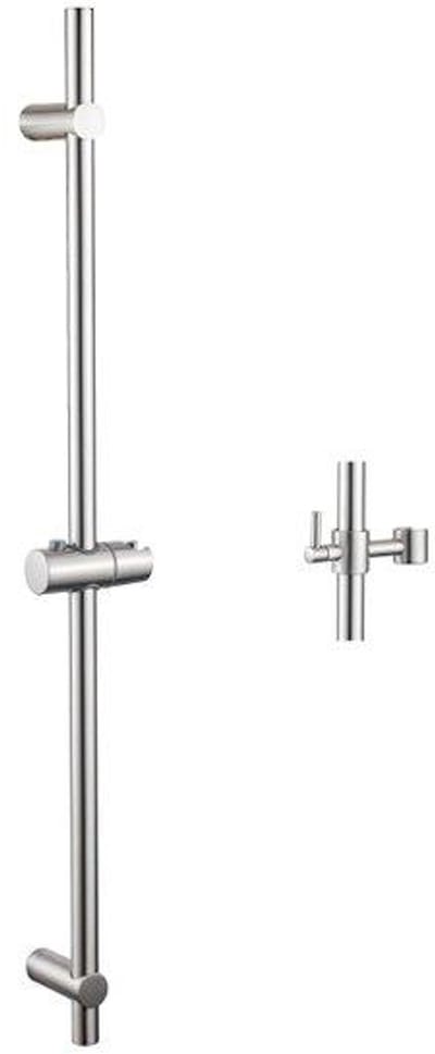 FugaFlow Eccelente Acces Inbouw Regendoucheset - rond - thermostatisch - plafondarm - glijstang - 25cm hoofddouche - gladde handdouche - metalen slang - Geborsteld RVS PVD (RVS)