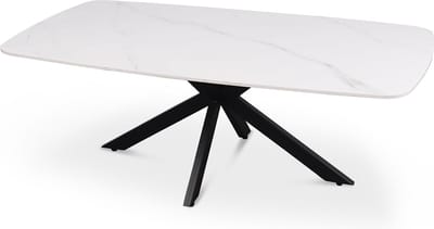 Salontafel Jody Wit - Metaal - Steen - Rechthoek - 130x70 - Hoogte 45 cm