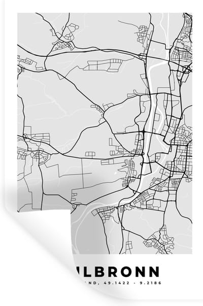 Muurstickers - Sticker Folie - Plattegrond - Duitsland - Heilbronn - Kaart - Stadskaart - 20x30 cm - Plakfolie - Muurstickers Kinderkamer - Zelfklevend Behang - Zelfklevend behangpapier - Stickerfolie