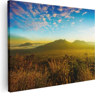 Artaza Canvas Schilderij Zonsondergang - 40x30 cm - Klein - Wanddecoratie Bergen - Muurdecoratie Landschap - Schilderijen Op Canvas Natuur