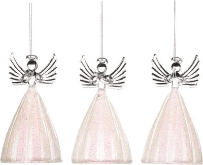 Goodwill Kerstbal-Engel Glas Wit 12 cm Voordeelaanbod Ass. Per 3 stuks