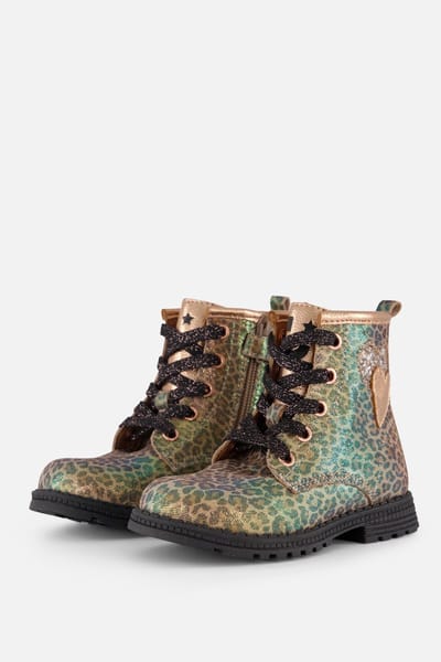 Muyters Leopard Veterboots goud Leer - Maat 23 - Kinderschoenen