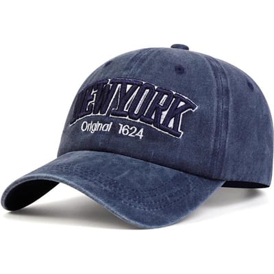 Casquettes de Baseball Unisexes New York 1624 Broderie Lavée Printemps et Automne Extérieur Réglable Casquettes Décontractées Chapeau Anti-Soleil Casquette de Sport black