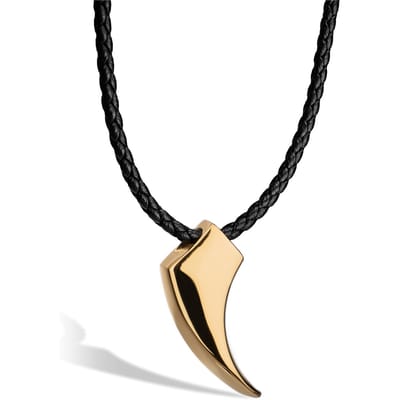 SERASAR Mannen Lederen Ketting [Wolf] - Goud 50cm - Vriendje Cadeau Idee