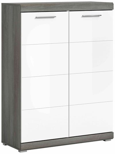 Scout schoenenkast wit hoogglans MDF TZ rookzilver - 37x90x120cm