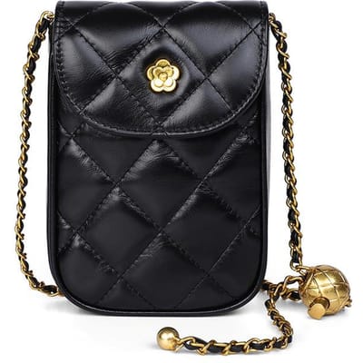 Nieuwe Veelzijdige Crossbody High-end Licht Luxe Ketting Mobiele Telefoon Mini Tas Echt Leer Dames Tas black