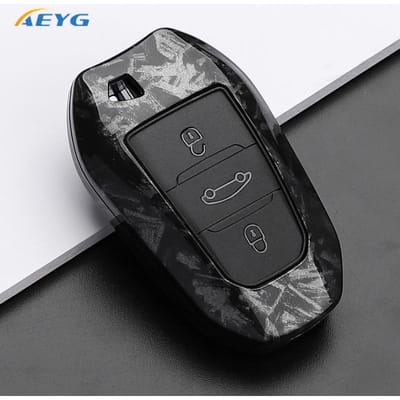ABS Koolstofvezel Auto Sleutelhoes Cover Voor Peugeot 308 408 508 2008 3008 4008 5008 Voor Citroen C4 C6 C3-Xr Sleutelhanger Accessoires black