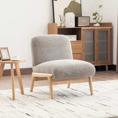 Fauteuil 61,5 x 74 x 76 Cm - Zonder Armleuningen - Scandinavisch Ontwerp Voor Woonkamer, Slaapkamer En Balkon - Chenille - Grijs