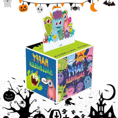 Halloween Spaarpot - Geldkist Decoratie - Feestelijke Inzameling - Inclusief Transparante Tassen - 24 x 12 x 1 cm - Groen