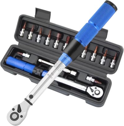 15 Pcs Fiets Momenten sleutel Set - 1/4 Inch Precisie Gereedschap met Rats en Verlenging - 360 Graden Rotatie voor Motoren