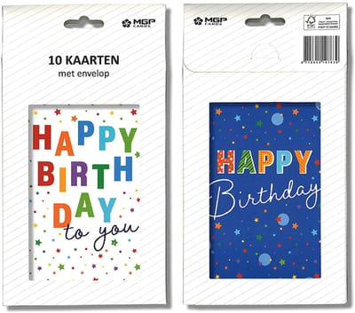 MGPcards - 20x dubbele wenskaart met witte envelop - Verjaardag - 11.5 x 17 cm