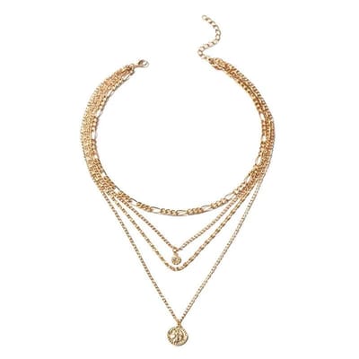 Sorprese Ketting - Aurelia - Goudkleurige Layered Ketting Dames - Meerdere Laagjes - Elegante Coin & Zon Hanger - Verstelbaar