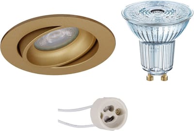 LED Spot Set - LEDVANCE Parathom PAR16 940 36D - Proma Delton Pro - GU10 Fitting - Dimbaar - Inbouw Rond - Mat Goud - 3.4W - Natuurlijk Wit 4000K - Kantelbaar - Ø82mm