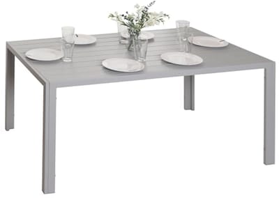 Weerbestendige Aluminium Eettafel voor Tuin en Balkon - 140 x 80 cm, Lichtgrijs