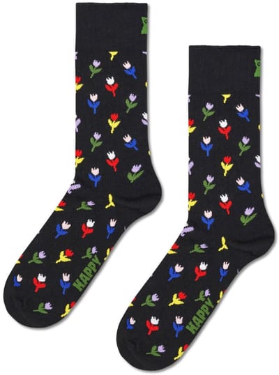 Happy Socks unisex sokken mini tulip zwart