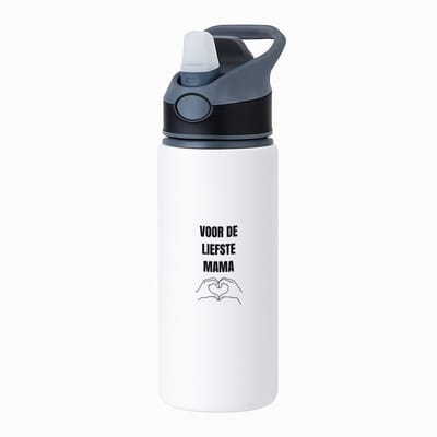 Hacebo® - voor de liefste mama waterfles met rietje zwart - Mama - cadeau mama - cadeau - verjaardag mama - moederdag - beste moeder - water fles - 650ML