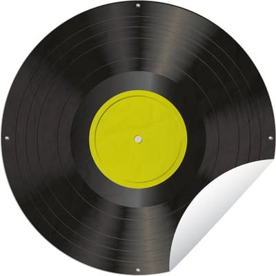 Tuincirkel Geel - LP's vinyl - Platen - Retro - 60x60 cm - Ronde Tuinposter - Buiten