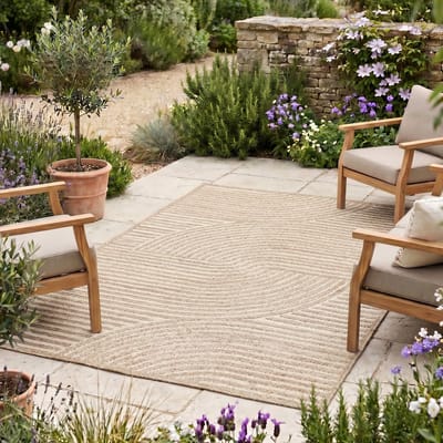 Fraai Modern binnen- en buitenkleed - Nori Curves Taupe - 160x230cm