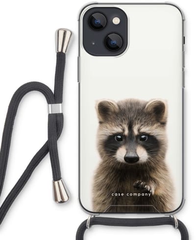 Case Company® - Hoesje met koord geschikt voor iPhone 13 mini hoesje met Koord - Rocco - Telefoonhoesje met Zwart Koord - Bescherming aan alle Kanten en Over de Schermrand