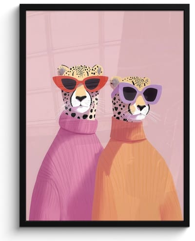 Poster in lijst - Fotolijst 50x70 cm - Posters - Jachtluipaarden - Zonnebrillen - Truien - Posterlijst zwart - Decoratie - Wanddecoratie woonkamer - Muurdecoratie slaapkamer