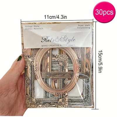 30 stuks Vintage-Geïnspireerd Scrapbook Papierblok Enkelzijdig Bedrukt Decoupage Papier voor DIY Knutsels, Journaling, Scrapbooking, Cadeauverpakking, Albumkunst beige