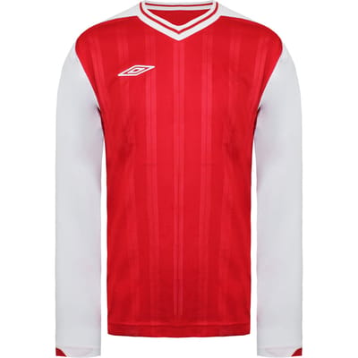 Umbro Lange Mouw V-Hals Rood/Wit Kindervoetbal Veloce Top 637679 A54