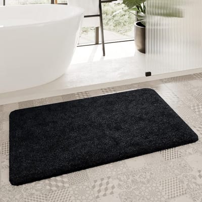 Badmat Porto - Douchemat Vloerkleed - Badkamer Comfort - Zachte Pluizige Pool - 70 x 120 cm - Antraciet Zwart