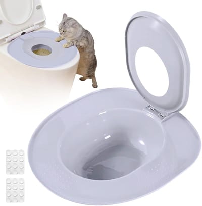 Katten Zindelijkheidstraining - Huisdier Plaspotje - Katten Zindelijk Maken - Geleidelijke Training - 39.5x36.5x10.5 cm - Grijs