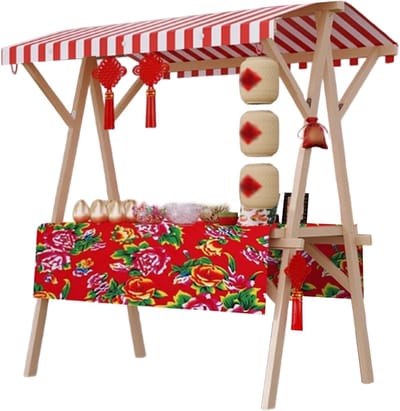 Houten Marktkraam - Voedselkar Display - Mobiele Winkel - Opvouwbaar Ontwerp - 60x120cm
