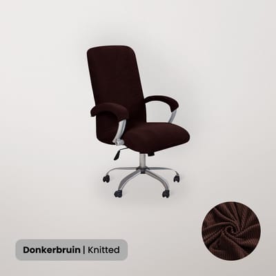 BankhoesDiscounter Bureaustoel Hoes – Bureaustoel Beschermer – Stoelhoezen Stretch – Stoelhoes Bureaustoel – Knitted Chair Cover – Donkerbruin