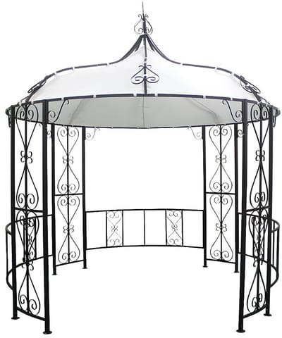 Vente-unique Smeedijzeren tuinkiosk van metaal TILCARA - D300 x H290 cm - Zwart
